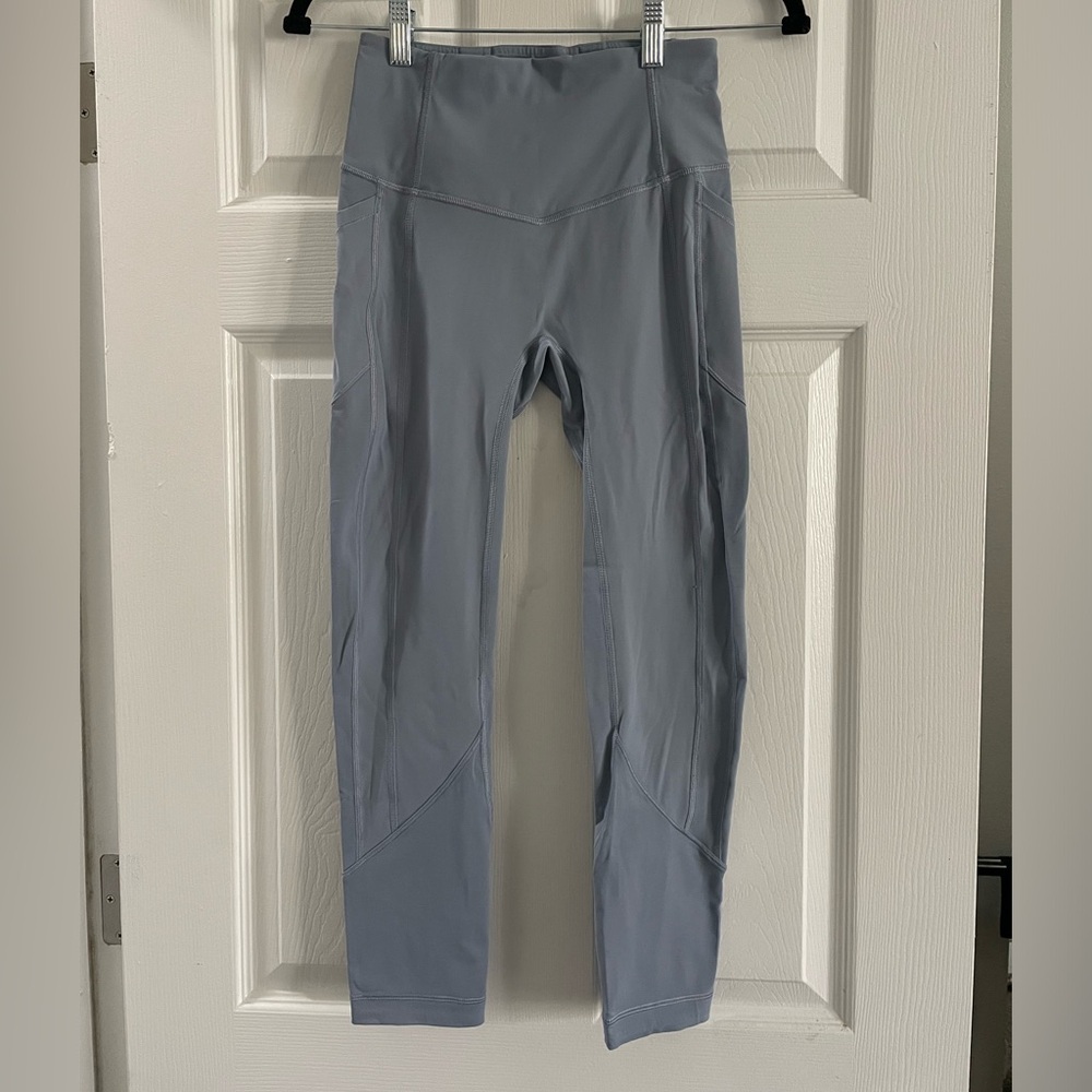 Dusty blue Lululemon leggings with pockets!